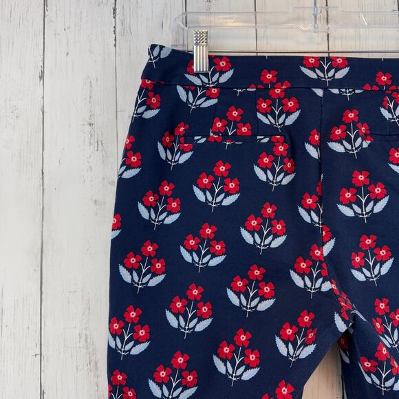 Boden Navy/Red Floral Richmond Stretch High Waisted Ankle Trousers Size 10 P - Picture 7 of 15